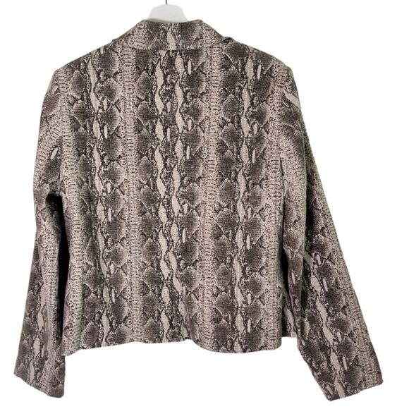Doncaster Linen Blend Moto Jacket Wmn's Sz 16 Gray Brown Snakeskin print Blazer - Picture 5 of 16
